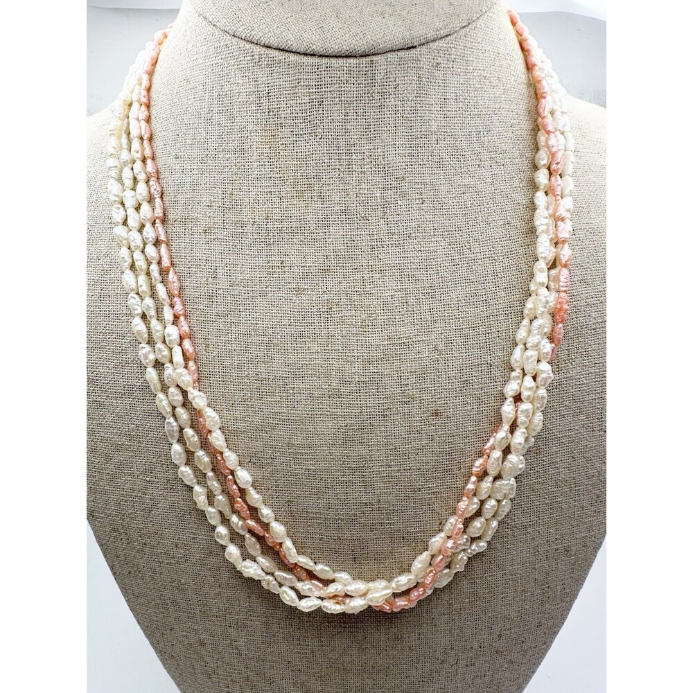 Vintage Multistrand Rice Pearl Necklace 20”